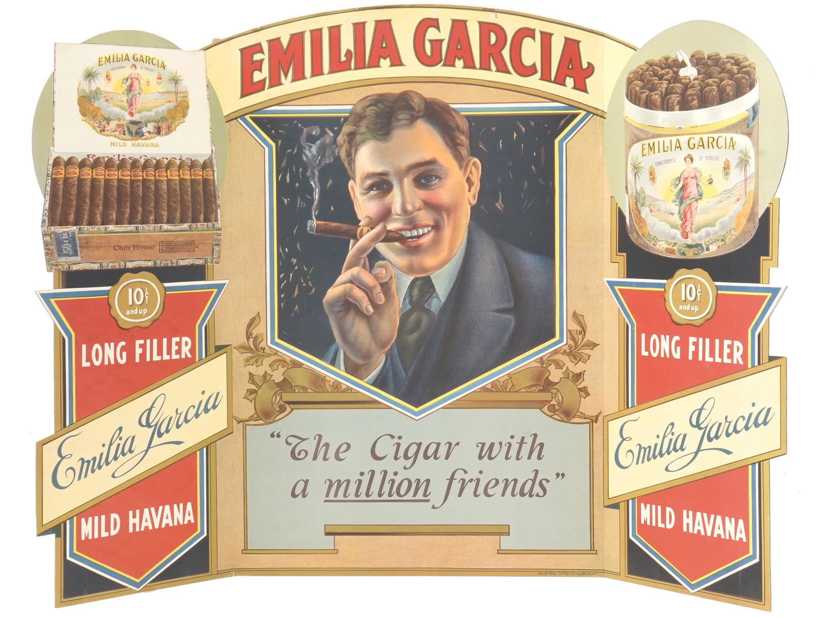 EMILIA GARCIA CIGARS CARDBOARD ADVERTISING SIGN