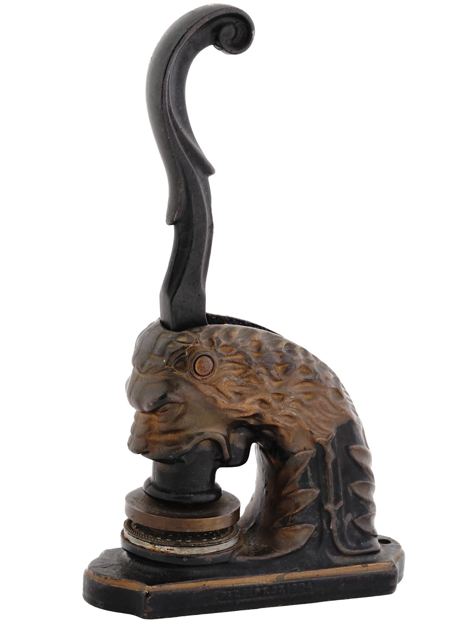 ANTIQUE 19TH CEN CAST IRON LION HEAD NOTARY SEAL (1 of 3)