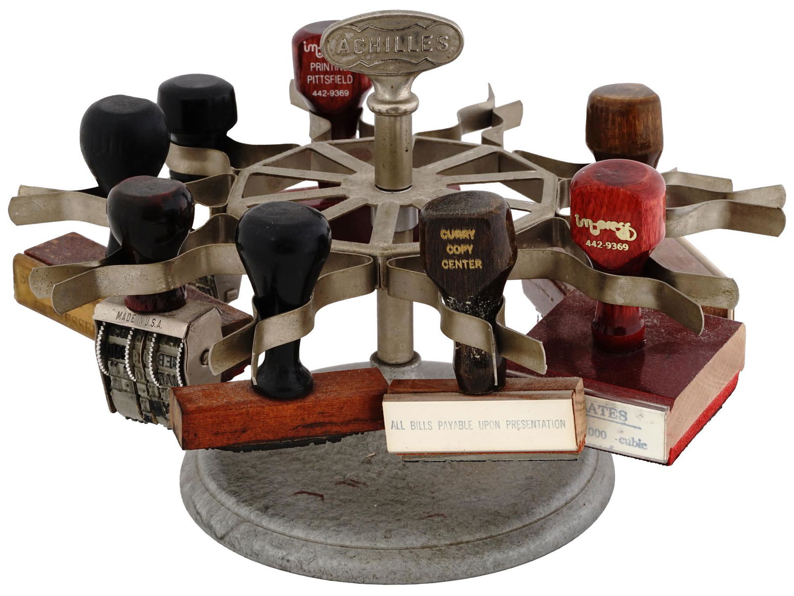 MID CENT ACHILLES RUBBER STAMP HOLDER WITH STAMPS (1 of 5)