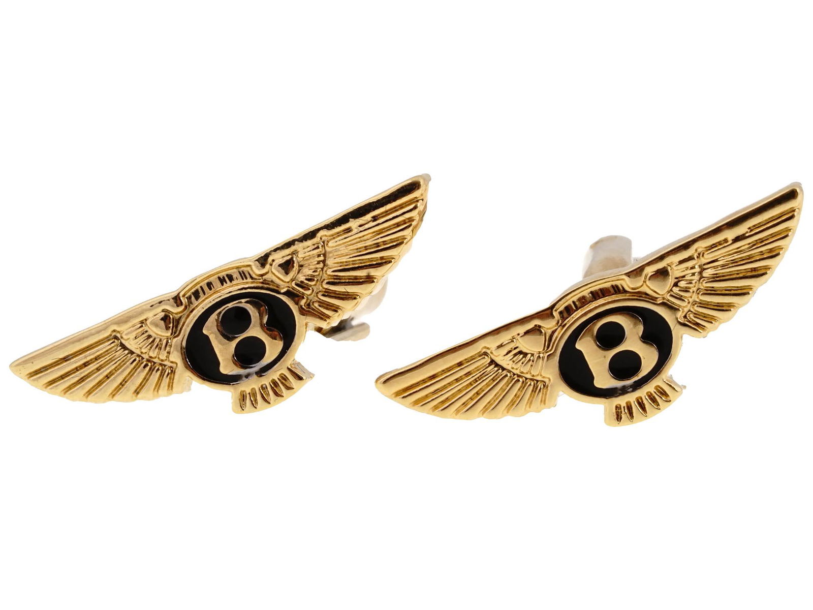 VINTAGE GOLDEN BENTLEY CUFFLINKS WITH TOGGLE BACK (1 of 3)