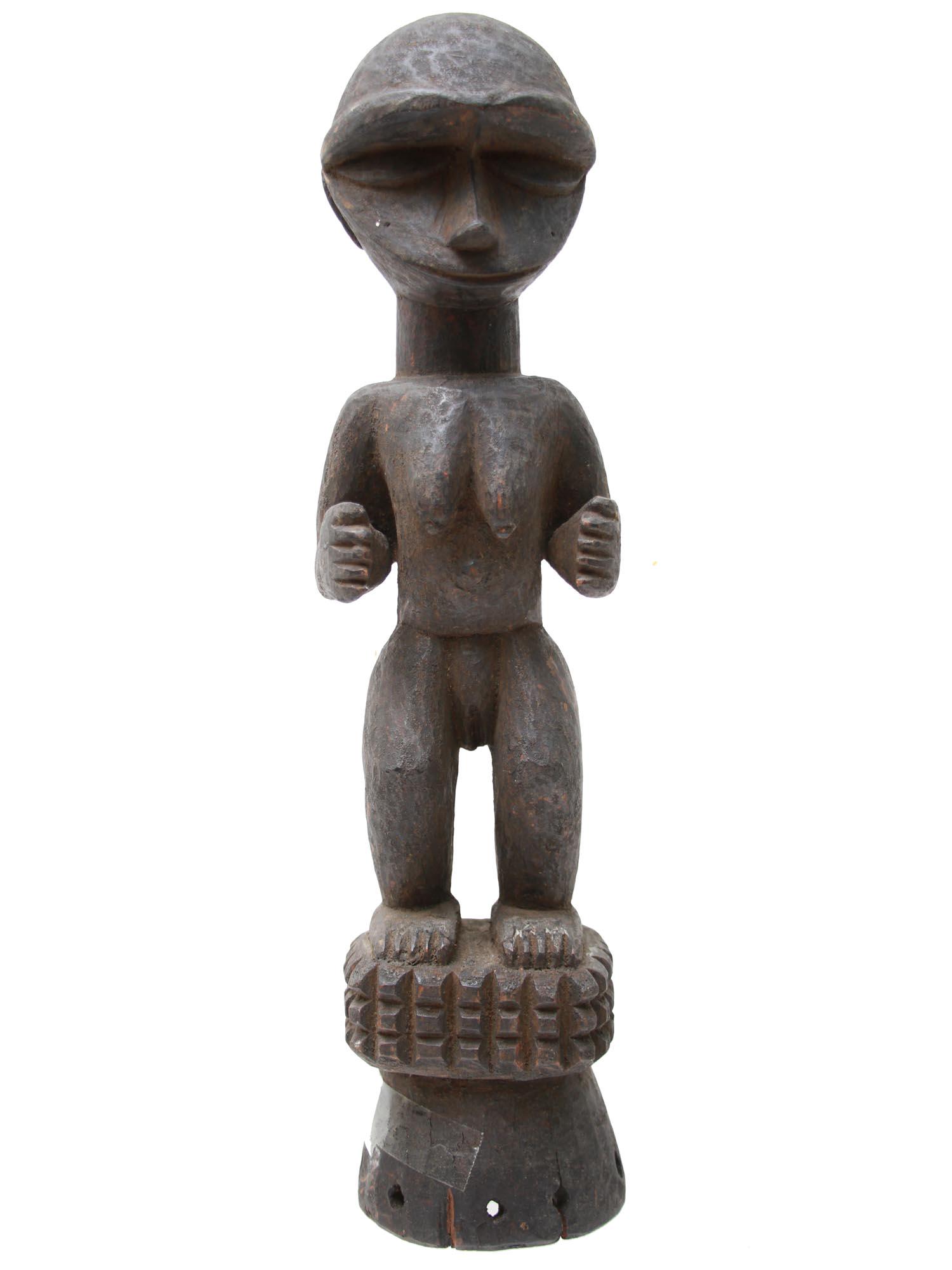 A VINTAGE AFRICAN FEMALE WOODEN STATUE, NIGERIA (1 of 7)