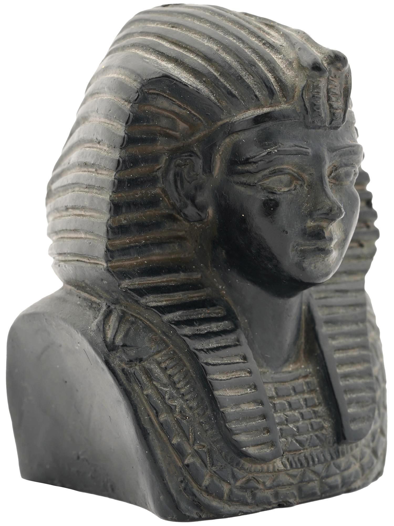 VINTAGE EGYPTIAN PHARAOH TUTANKHAMUN CARVED BUST (1 of 5)