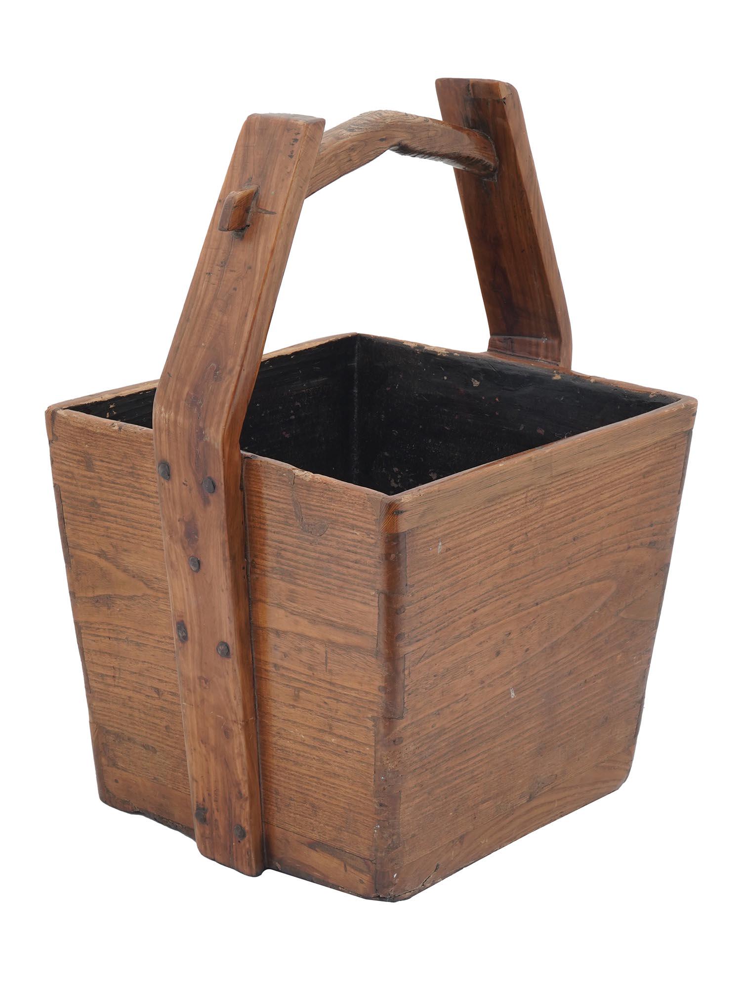 ANTIQUE ASIAN HAND CRAFTED LARGE WOODEN BASKET (1 of 4)