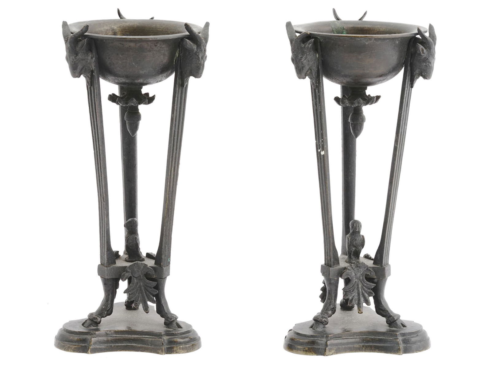 ANTIQUE 19TH C BRASS GOAT HEAD FIREPLACE STAND (1 of 5)