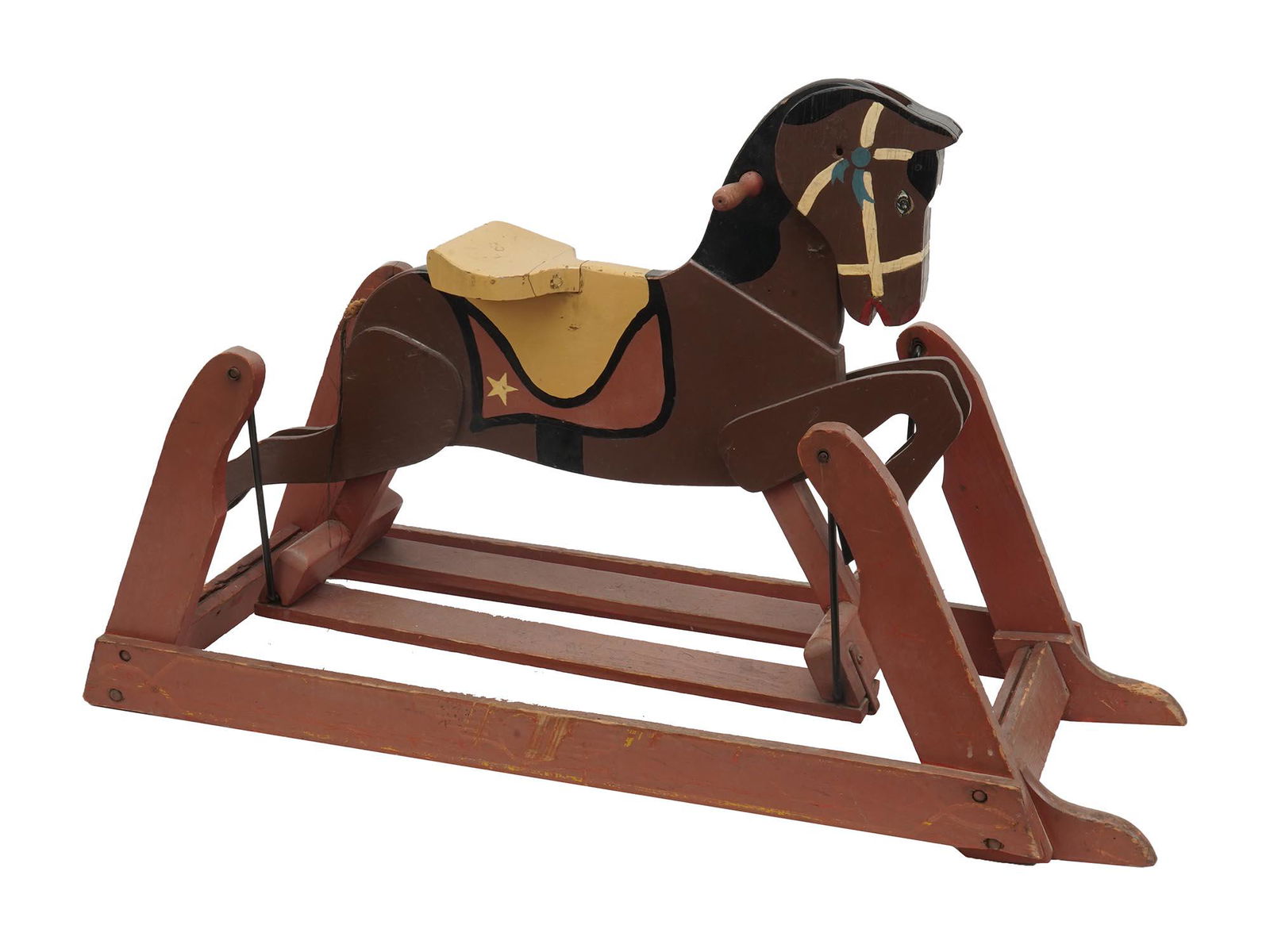 VINTAGE HAND CRAFTED PAINTED WOODEN HORSE ROCKER (1 of 7)