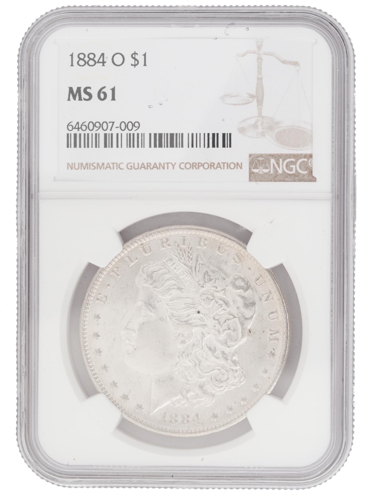 ANTIQUE 1884 US MINT MORGAN DOLLAR SILVER COIN (1 of 2)