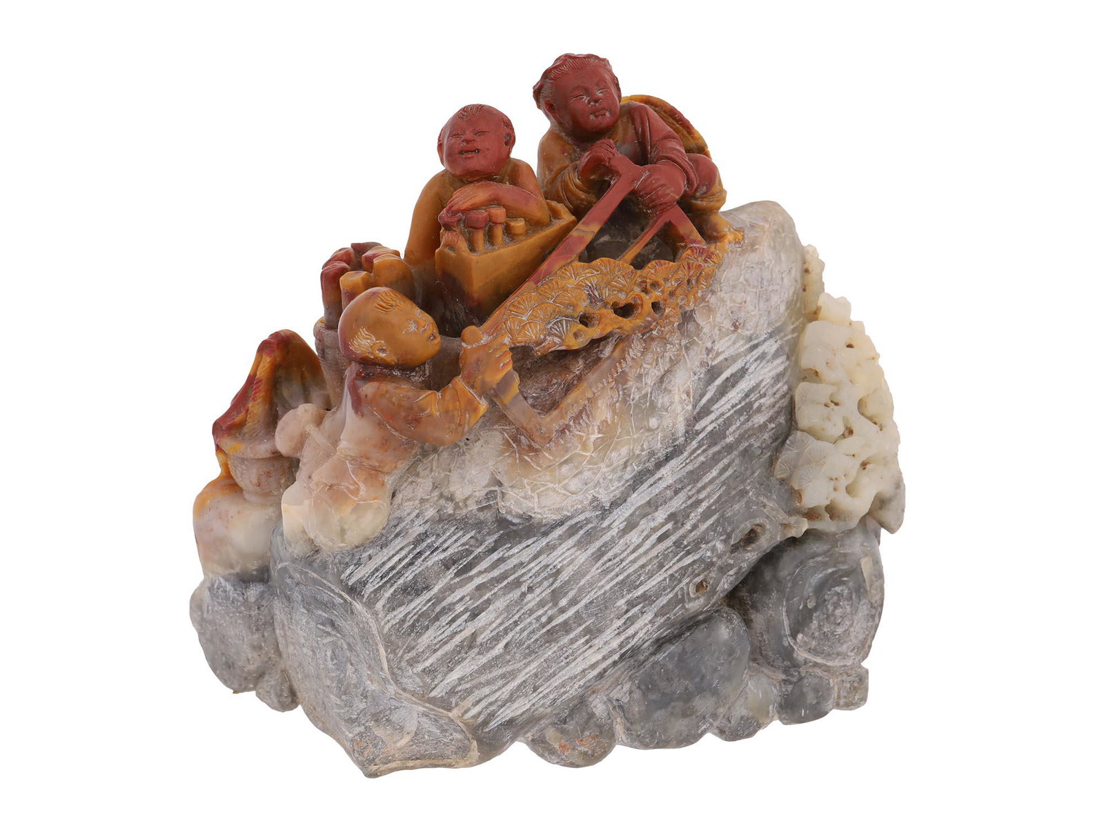 CHINESE HAND CARVED JASPER CHILDREN TABLE WARE (1 of 6)