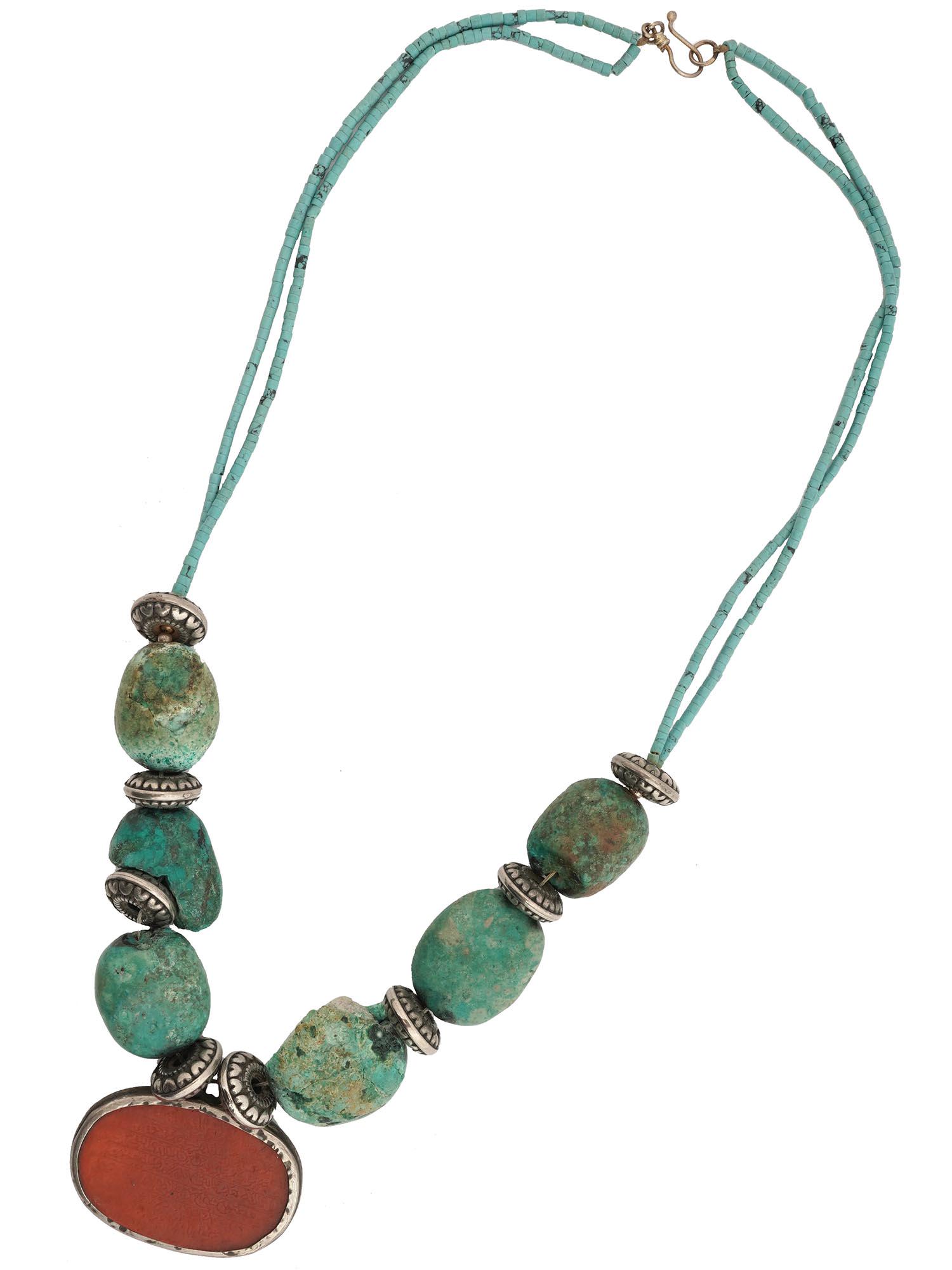 CENTRAL ASIAN NECKLACE W ISLAMIC CARNELIAN AMULET (1 of 5)