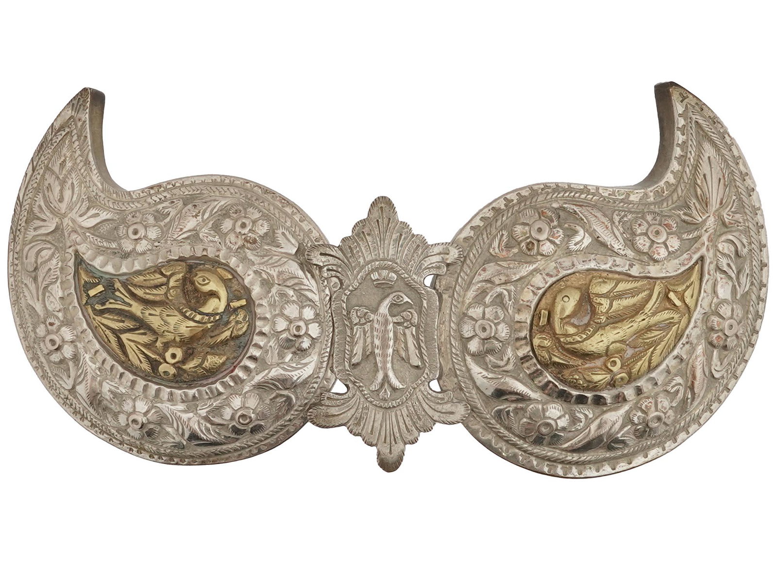 ANTIQUE 19TH C OTTOMAN BULGARIAN BIRD BELT BUCKLE (1 of 4)
