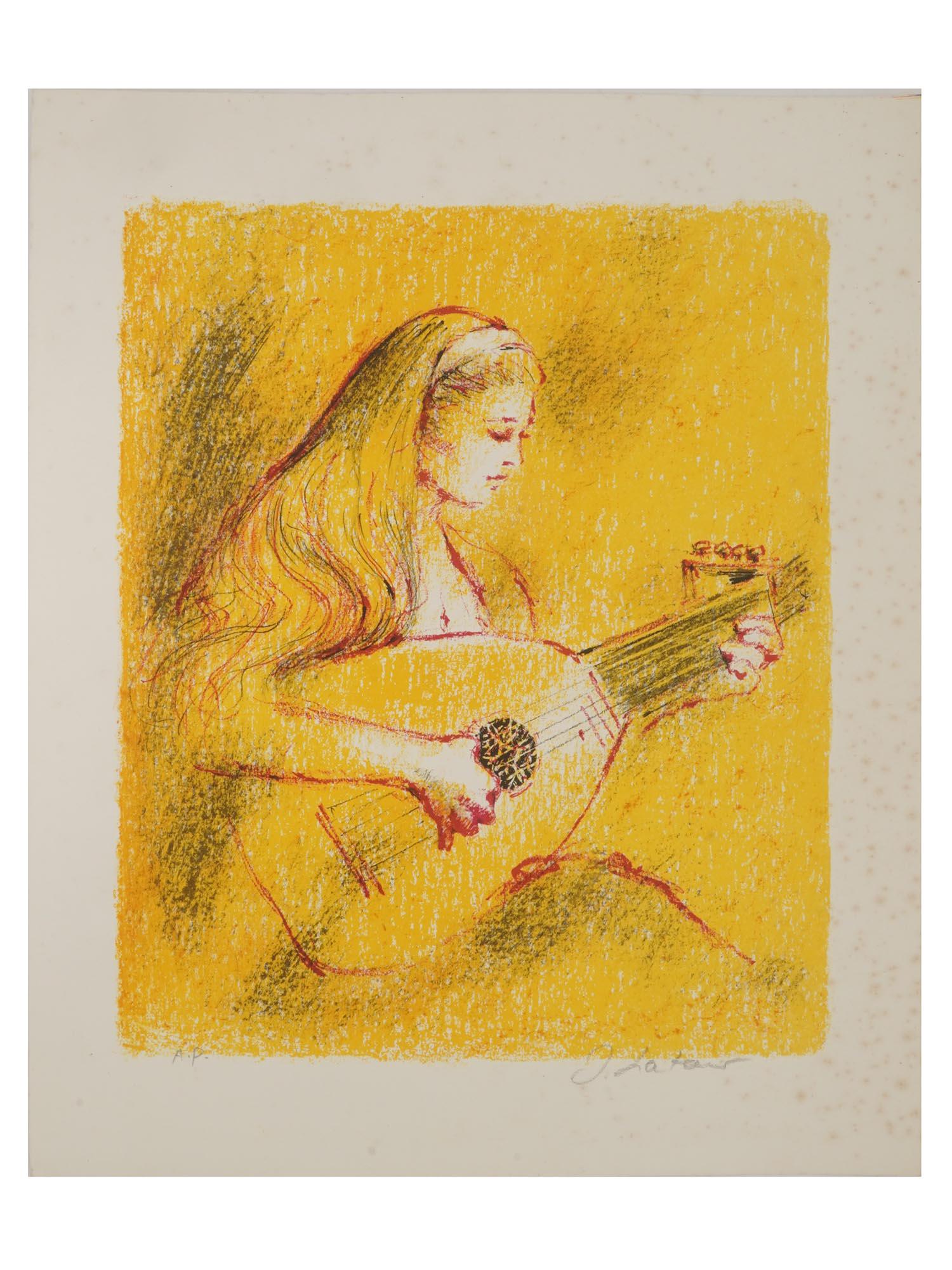 SILKSCREEN PRINT WOMAN WITH GUITAR SIGNED D LATAR (1 of 4)