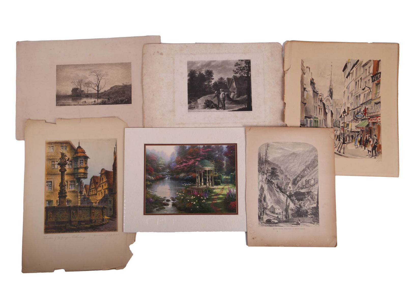 ANTIQUE 19TH C AND VINTAGE LANDSCAPE ART PRINTS (1 of 10)