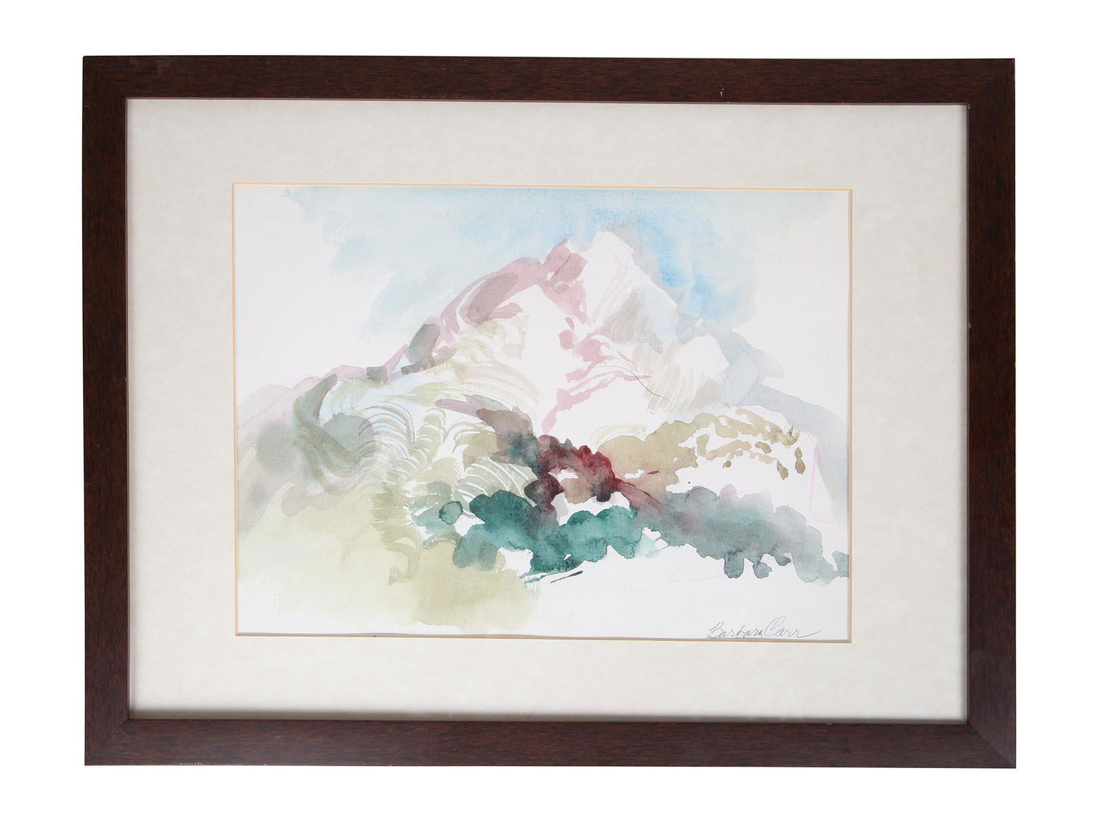 VINTAGE WATERCOLOR MOUNTAIN LANDSCAPE SIGNED CARR (1 of 4)