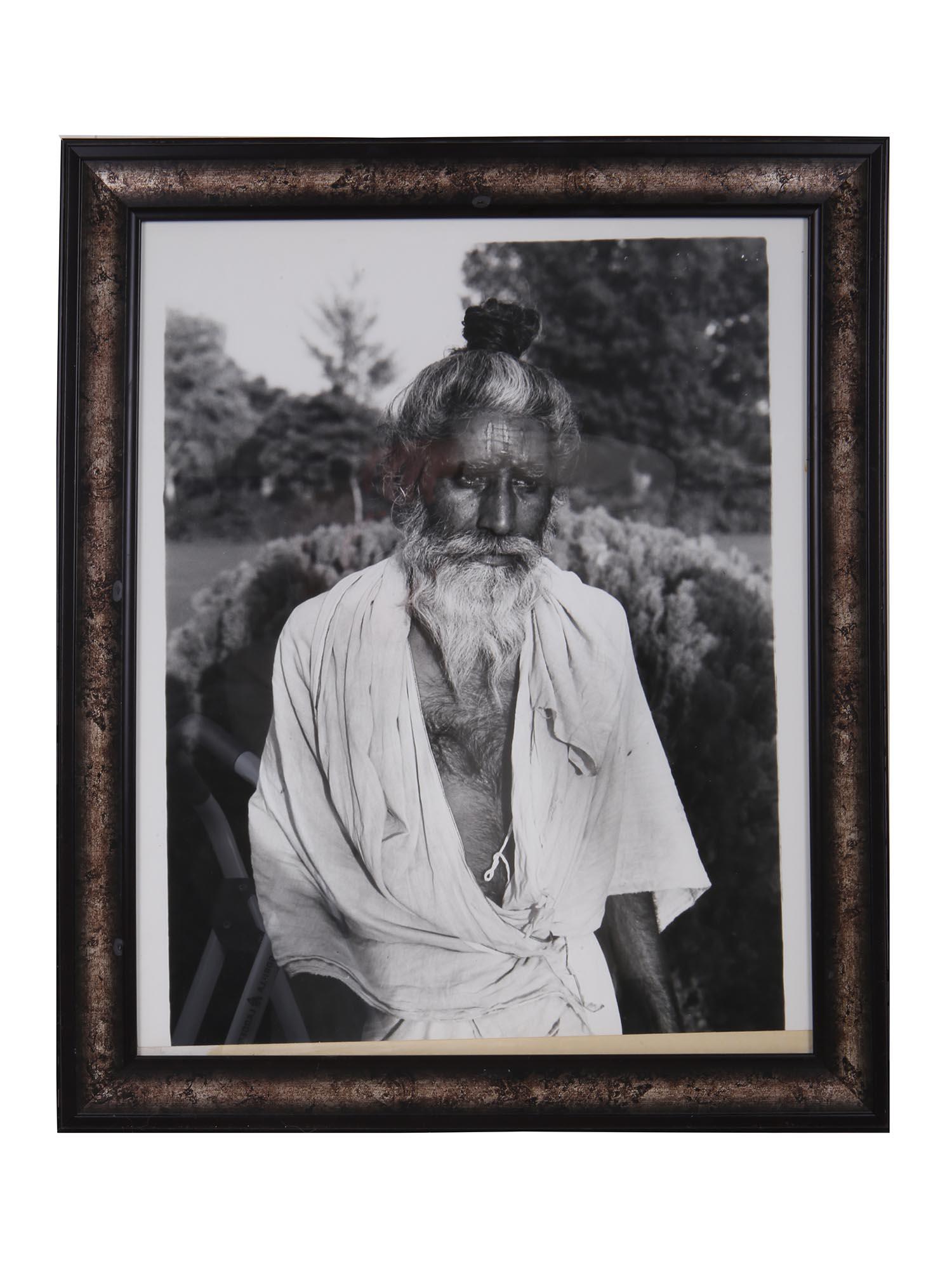 VINTAGE BLACK AND WHITE PHOTO INDIAN MAN FRAMED (1 of 3)