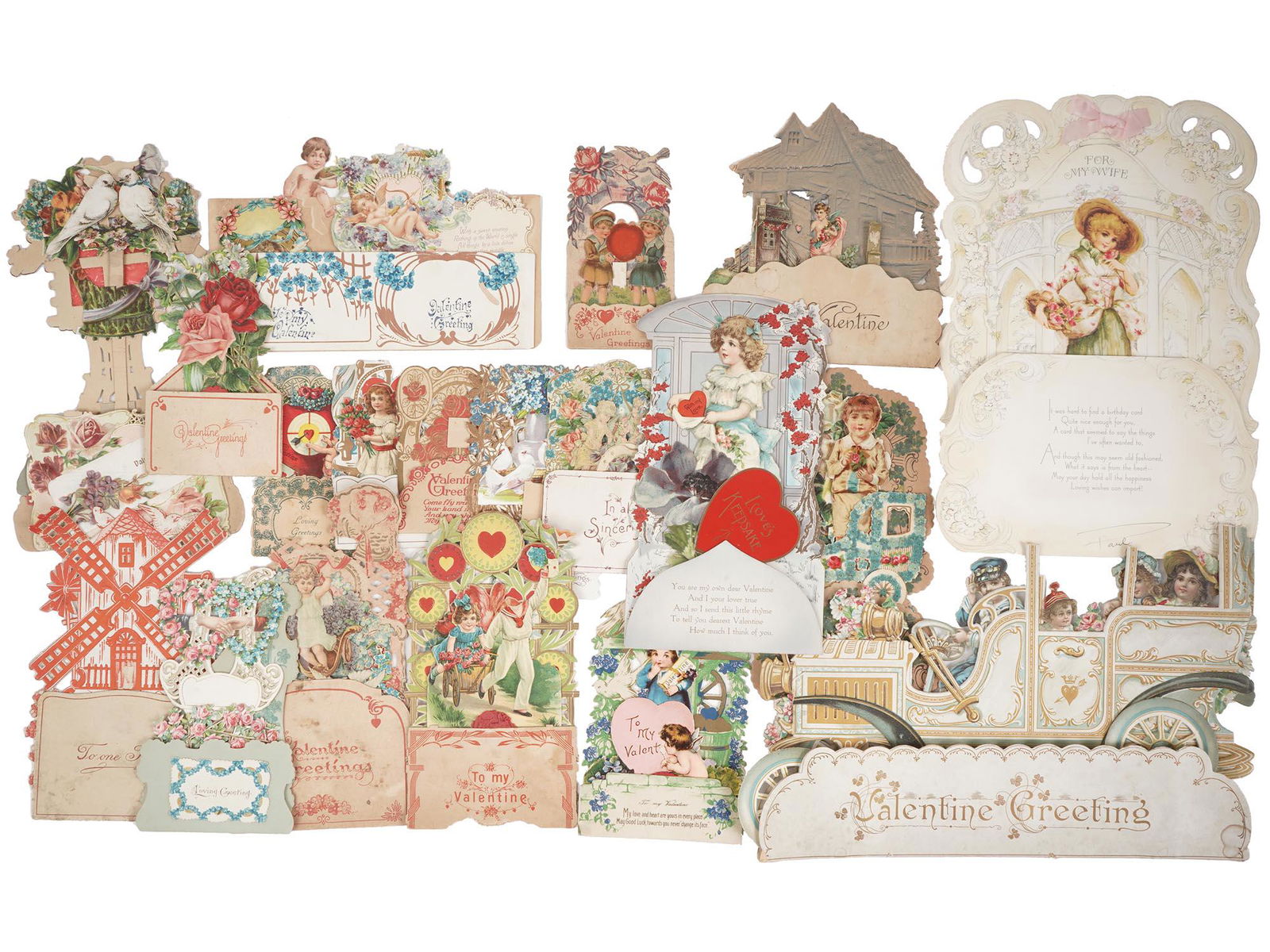 RARE ANTIQUE POP UP STAND UP VALENTINES DAY CARDS (1 of 4)