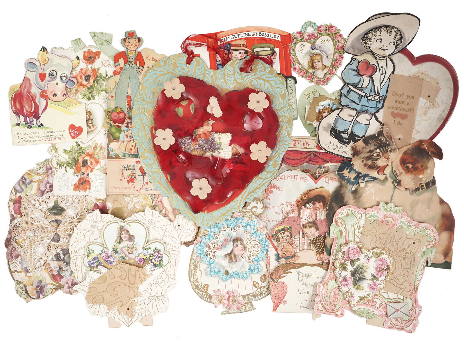 LOT ANTIQUE VALENTINES POST CARDS DIE CUTS SCRAPS (1 of 5)