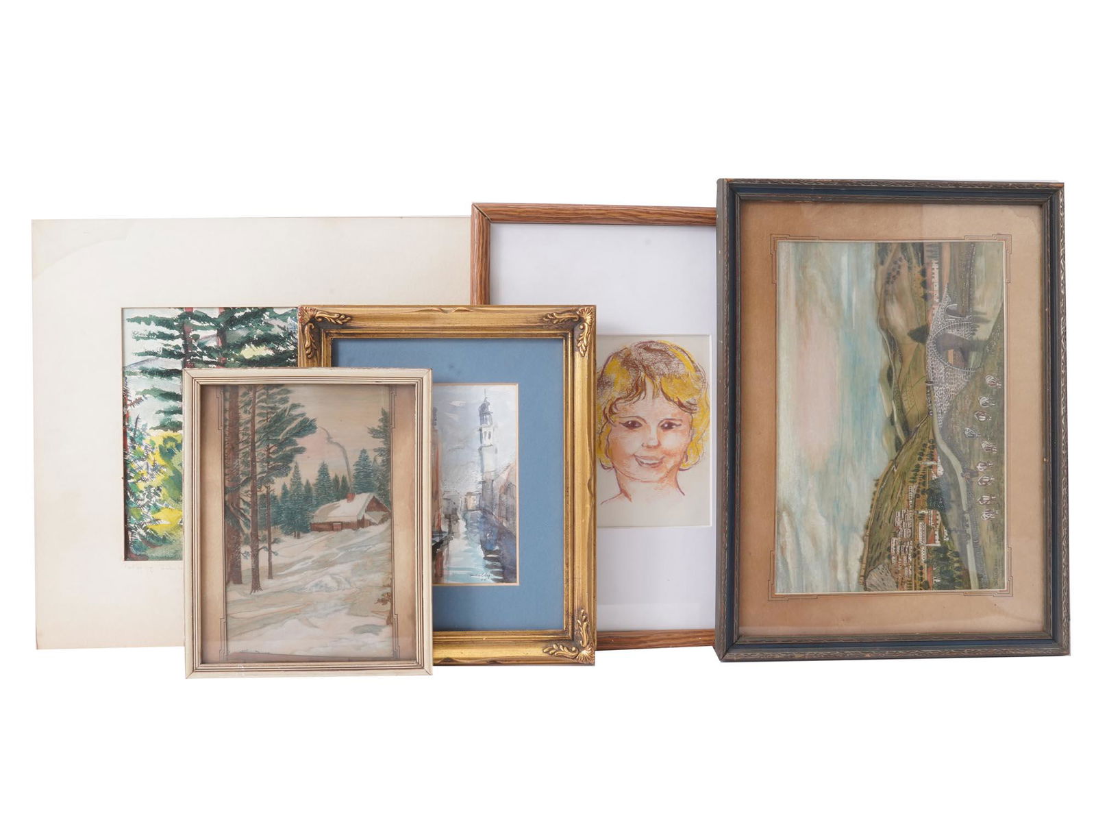 WATERCOLOR ON PAPER LANDSCAPE DRAWINGS SIGNED (1 of 18)