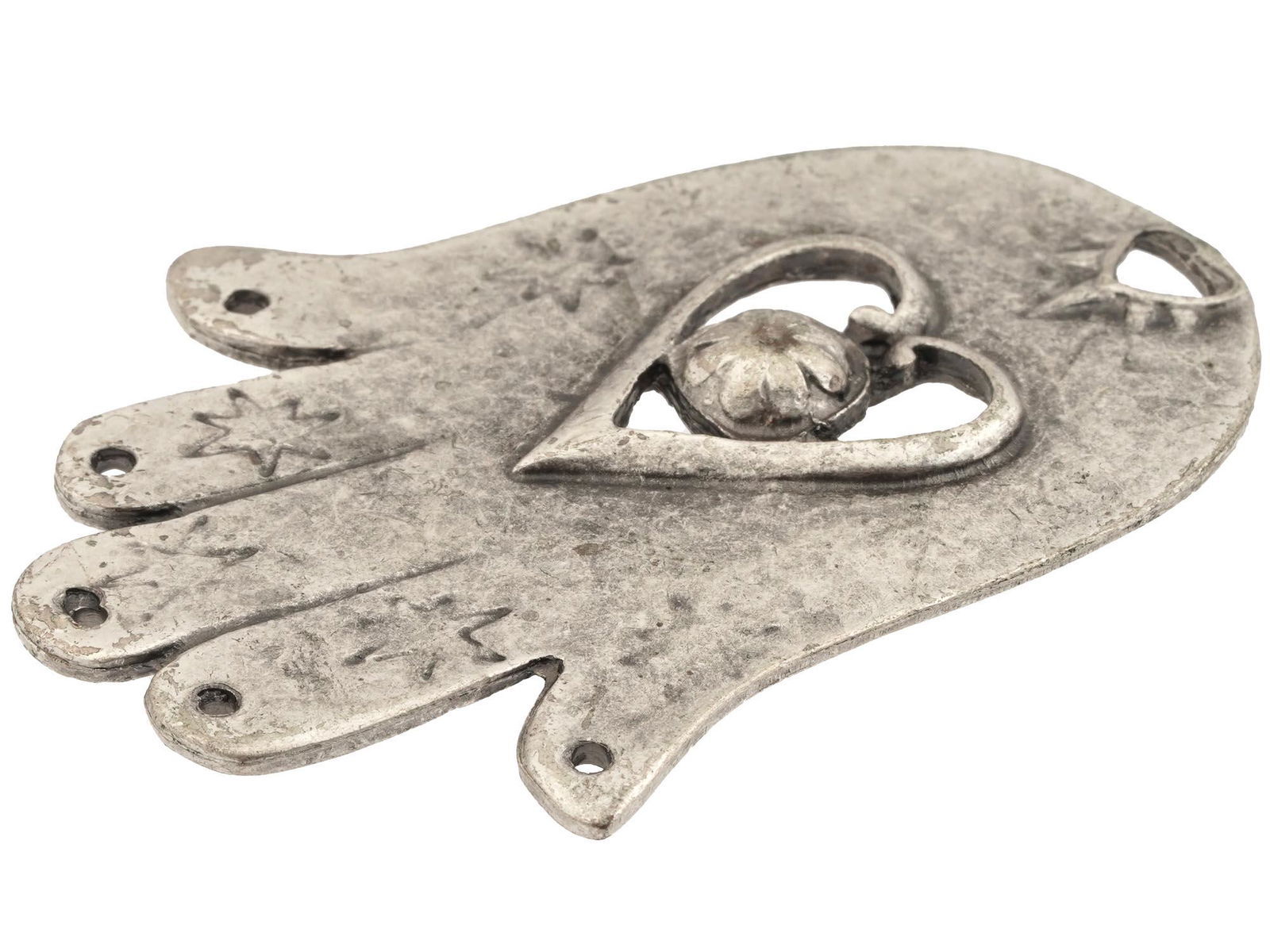 ANTIQUE JUDAICA TIN HAMSA FROM PERSIA, 19TH C (1 of 3)