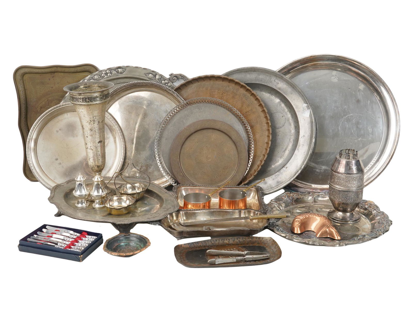 LARGE GROUP OF JUDAICA SILVER PLATED TABLE WARES (1 of 14)