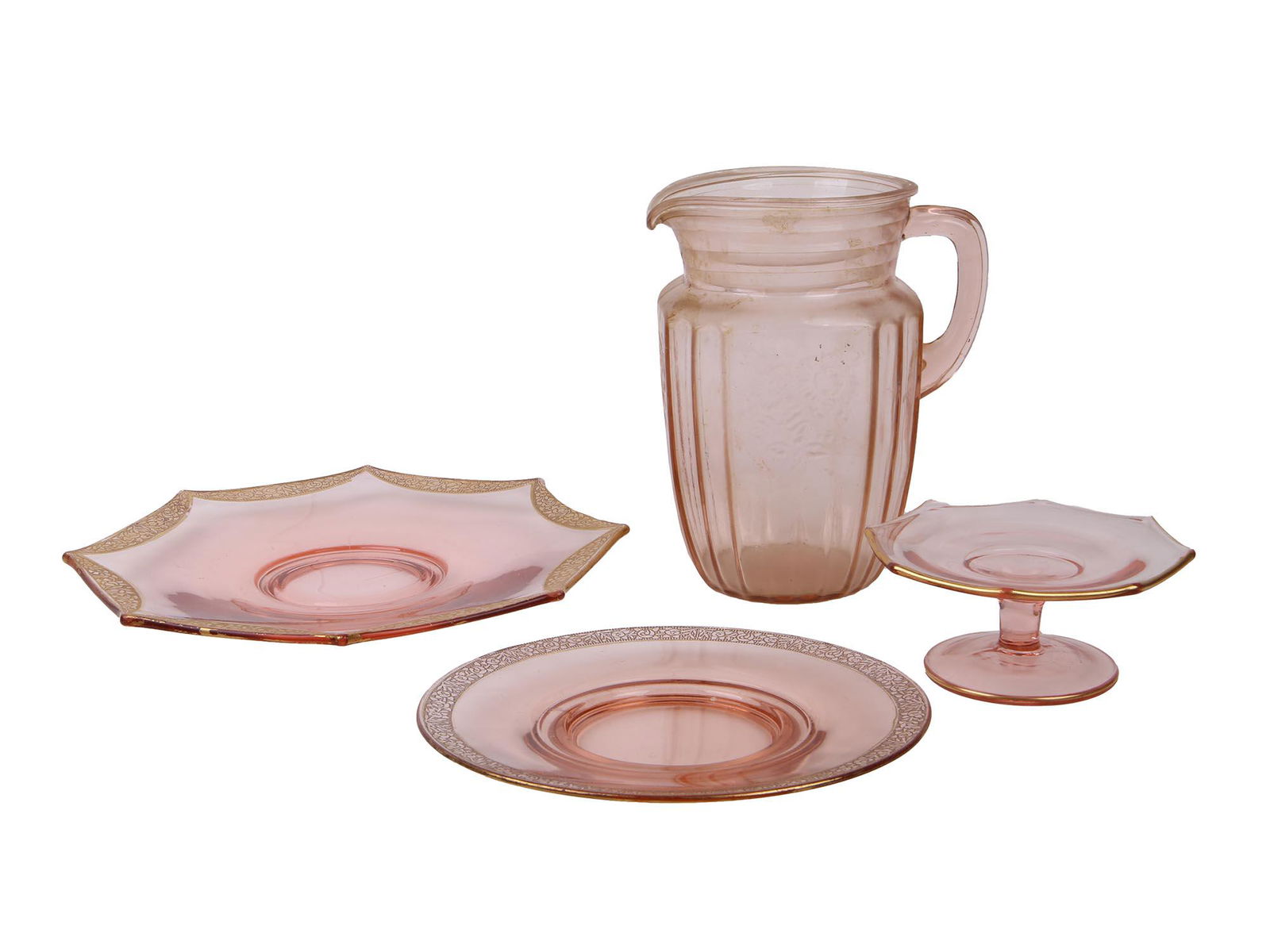 VINTAGE COLLECTION OF ROSE DEPRESSION GLASSWARE (1 of 8)