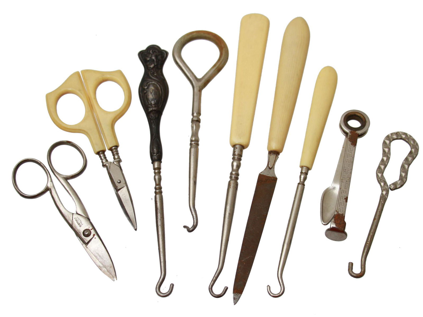 A VINTAGE MANICURE TOOL SET 9 PCS. CA 1900 (1 of 14)