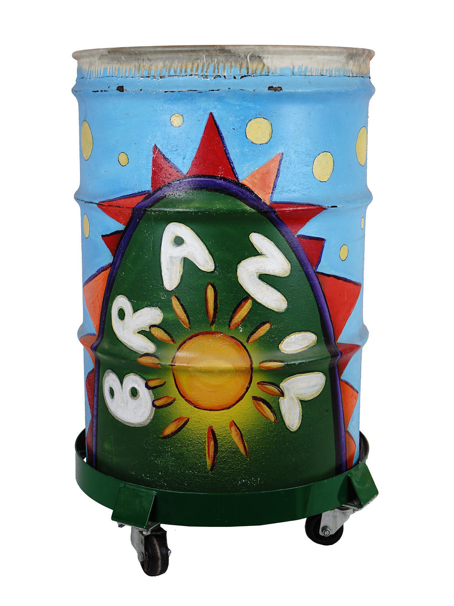 BRAZILIAN 1958 SPORTS FOOTBALL METAL DRUM W STAND (1 of 8)