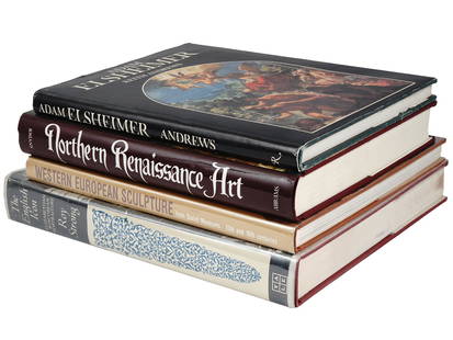 EUROPEAN FINE ART BOOKS AND COLLECTION CATALOGS: A lot of four vintage books about European painting and sculpture. Adam Elsheimer, Paintings, Drawings, Prints by Keith Andrews, 1977, in original dust jacket. Northern Renaissance Art, Painting,