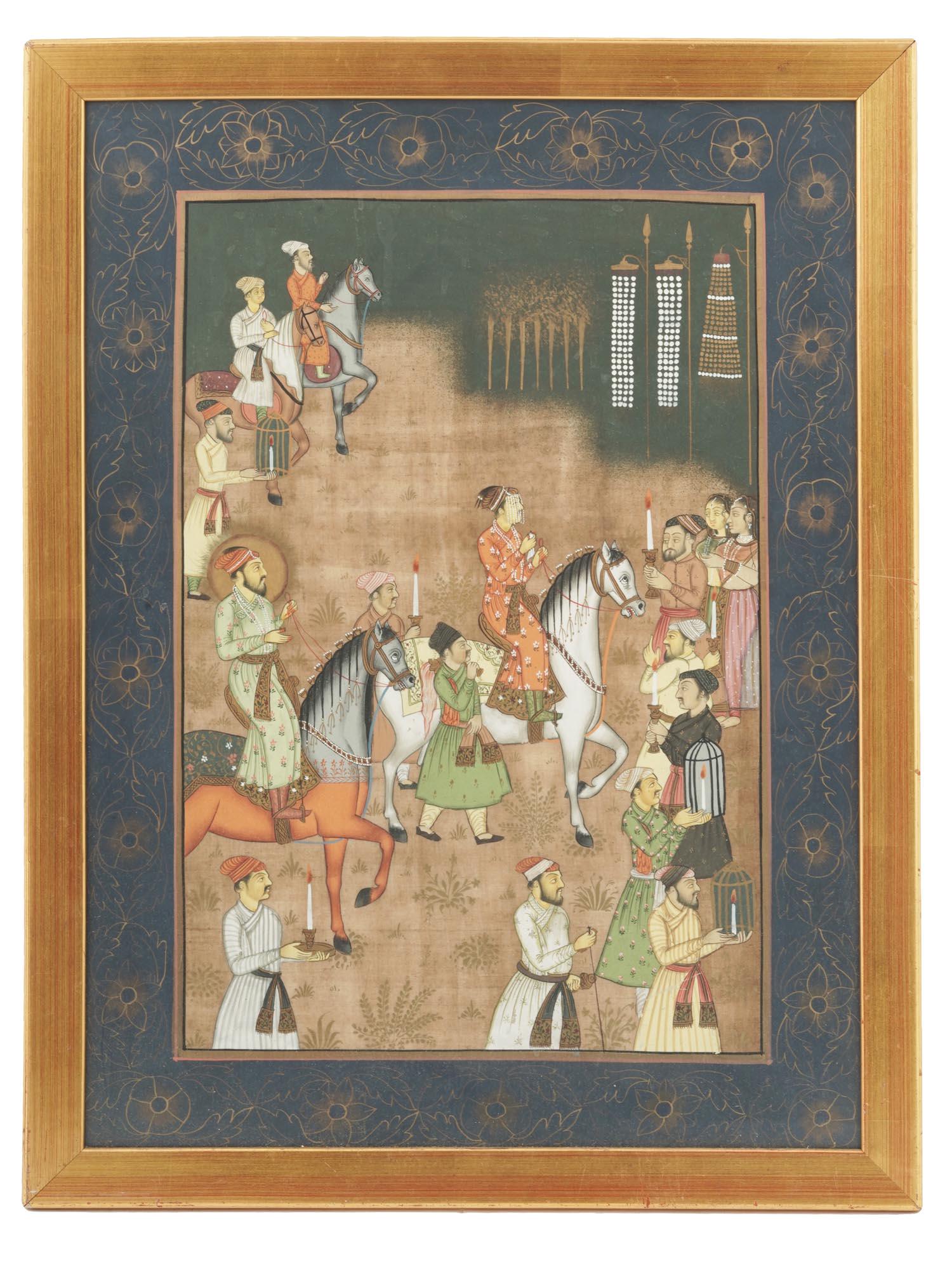 INDIAN MUGHAL MINIATURE PAINTING FROM PADSHAHNAMA (1 of 4)
