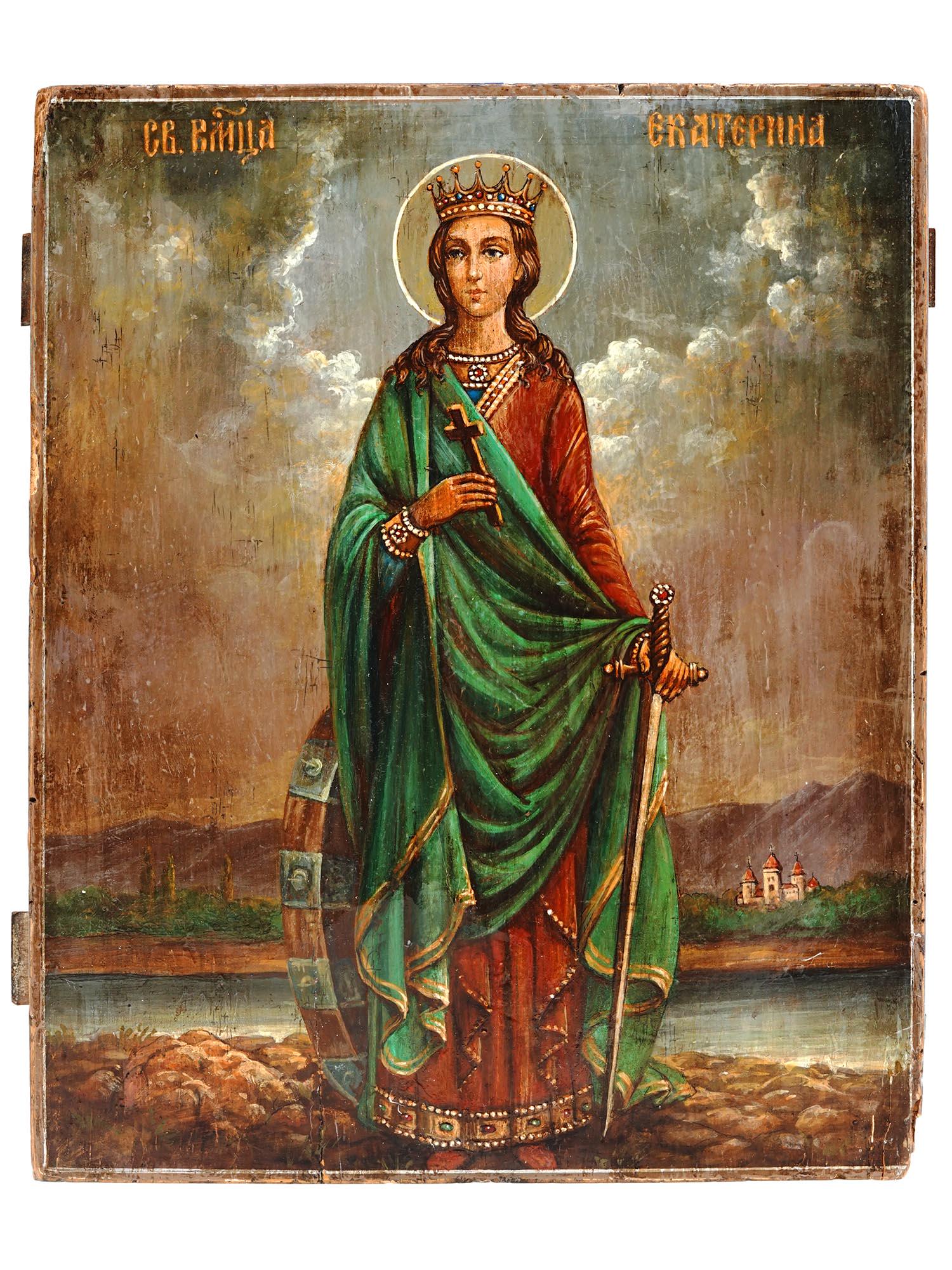 ANTIQUE RUSSIAN ORTHODOX ICON OF SAINT CATHERINE (1 of 4)