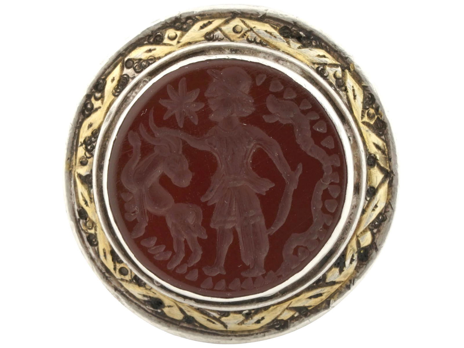 PERSIAN SASAINIAN SILVER GILT RING WITH INTAGLIO (1 of 4)