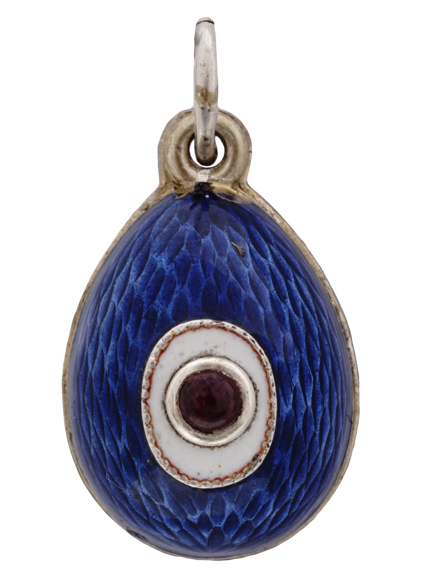 RUSSIAN 88 SILVER AND ENAMEL GEMSTONE EGG PENDANT (1 of 4)
