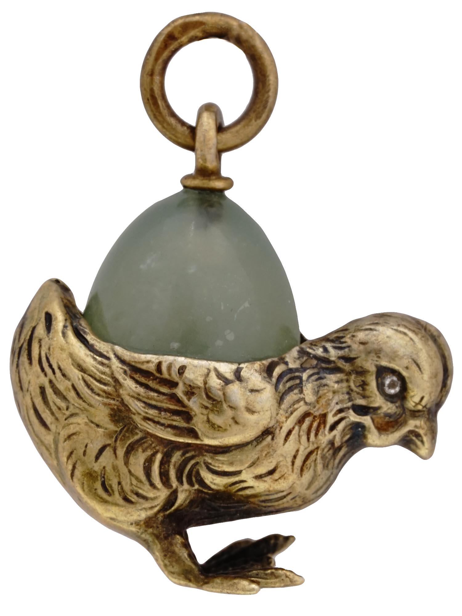 RUSSIAN SILVER BAVENITE EGG PENDANT WITH BIRD (1 of 4)