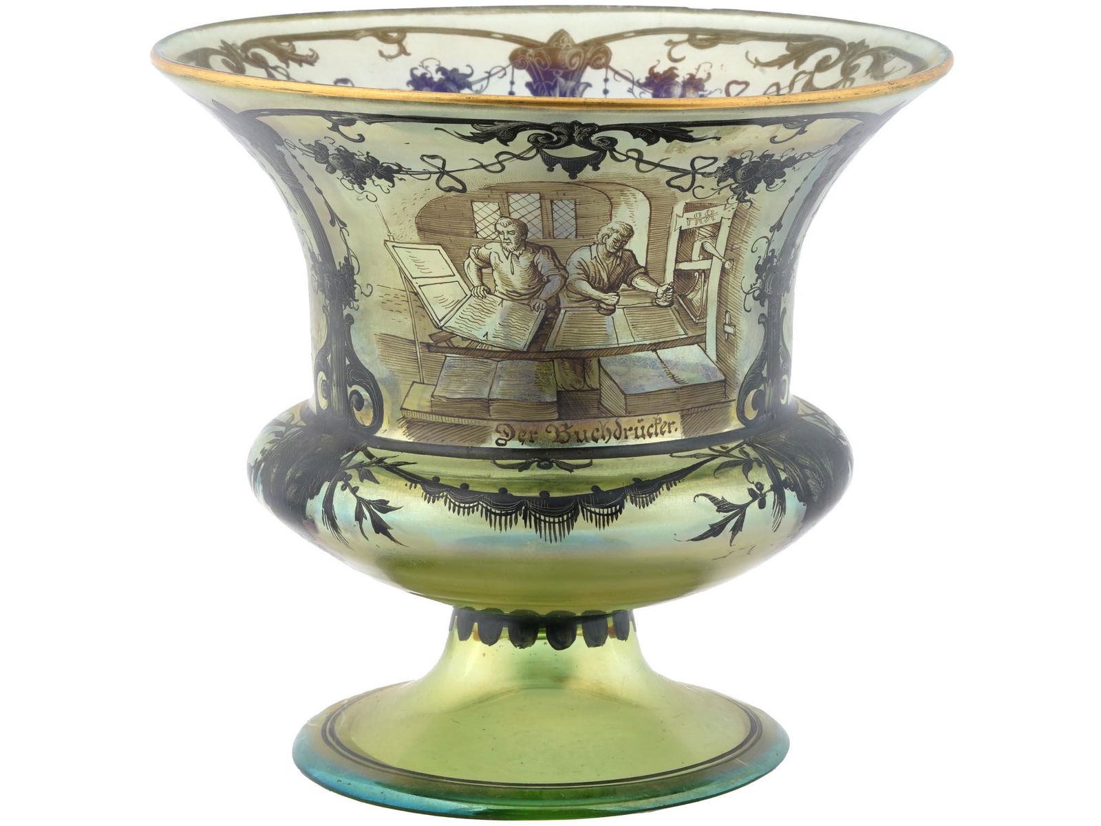 ANTIQUE 19TH C. GERMAN URN CUP DER BUCHDRUCKER (1 of 3)