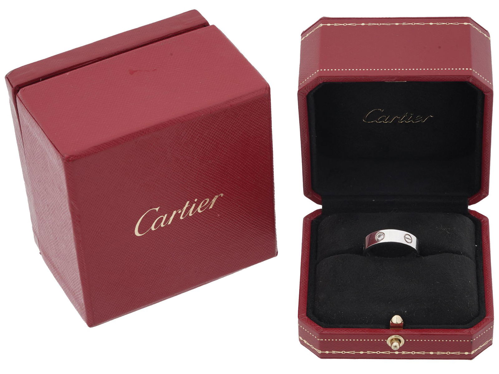 CARTIER LOVE RING 18K WHITE GOLD WITH 3 DIAMONDS (1 of 7)