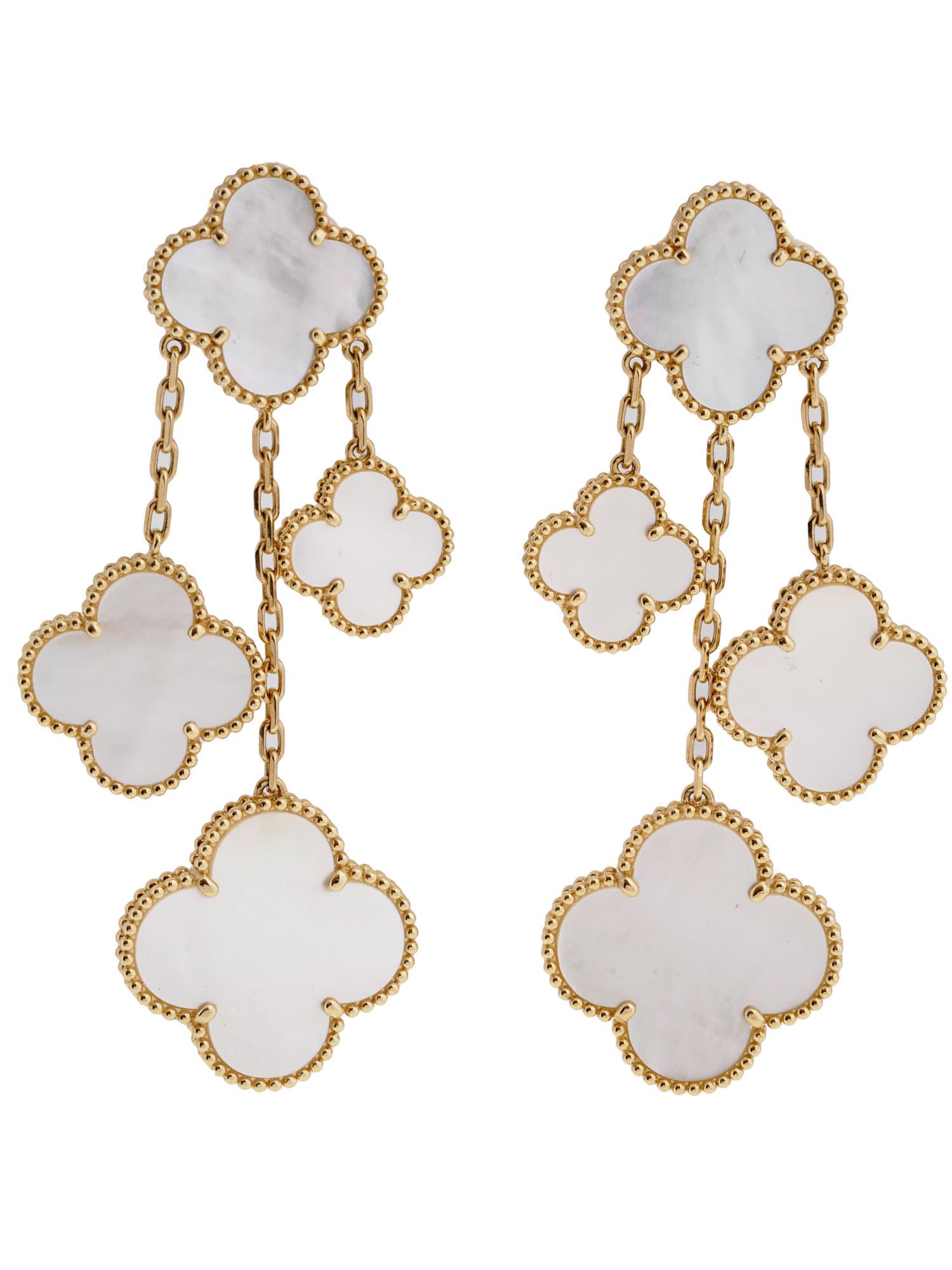 VAN CLEEF MAGIC ALHAMBRA 18K GOLD NACRE EARRINGS (1 of 5)