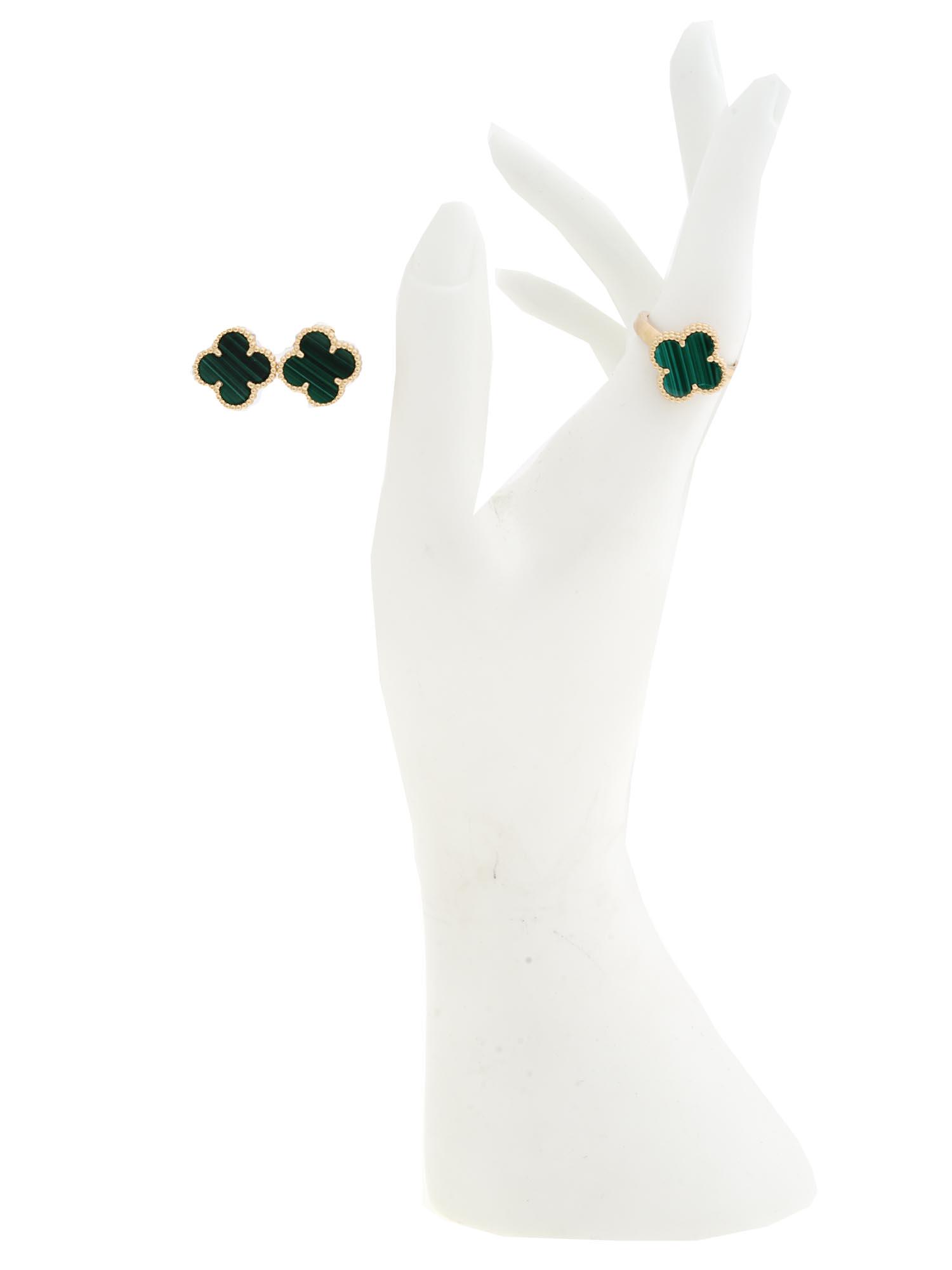 VAN CLEEF ALHAMBRA 18K GOLD MALACHITE JEWELRY SET (1 of 9)