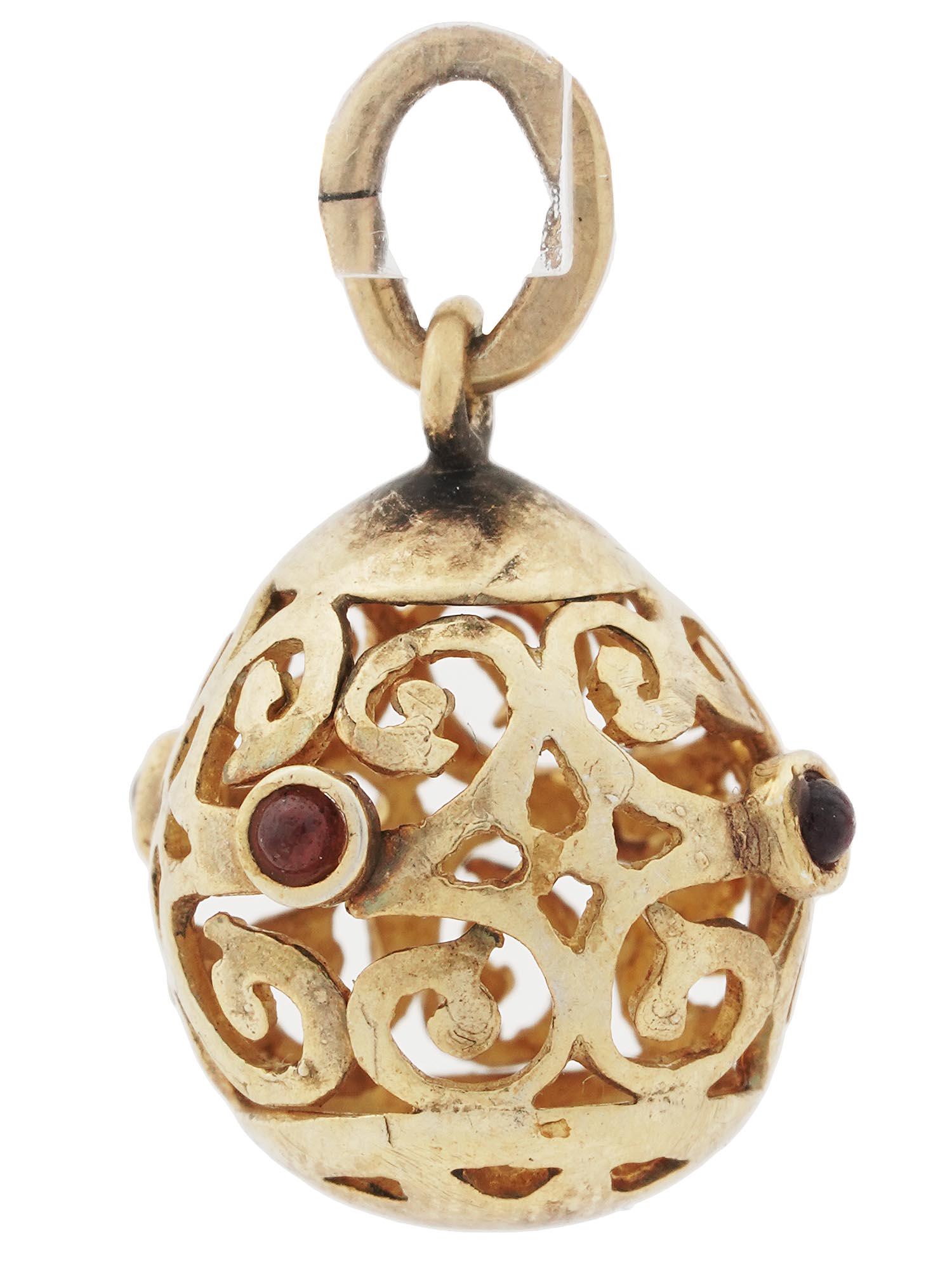 RUSSIAN 88 GILT SILVER PIERCED EASTER EGG PENDANT (1 of 5)
