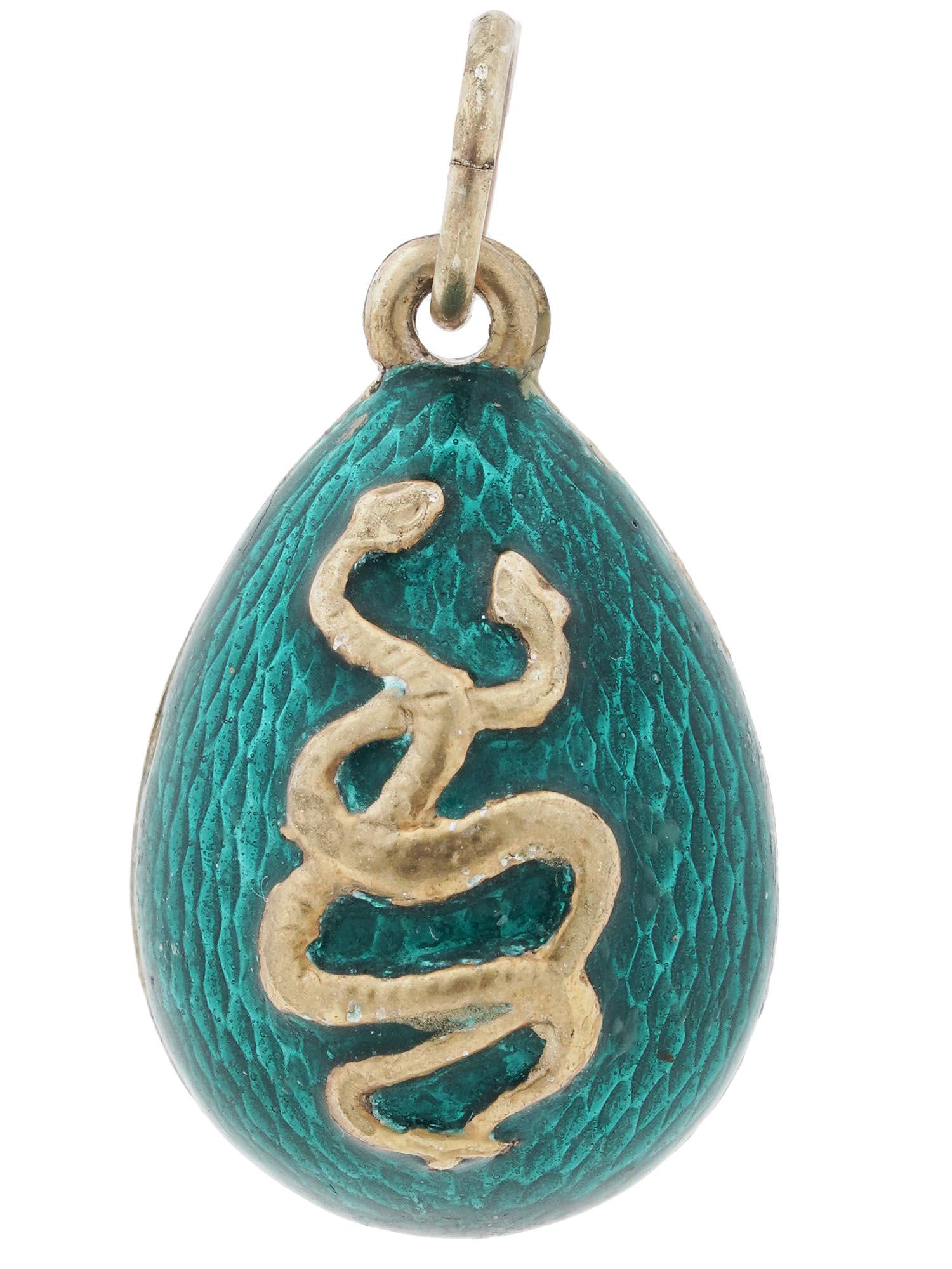 RUSSIAN 88 GILT SILVER ENAMEL EASTER EGG PENDANT (1 of 5)