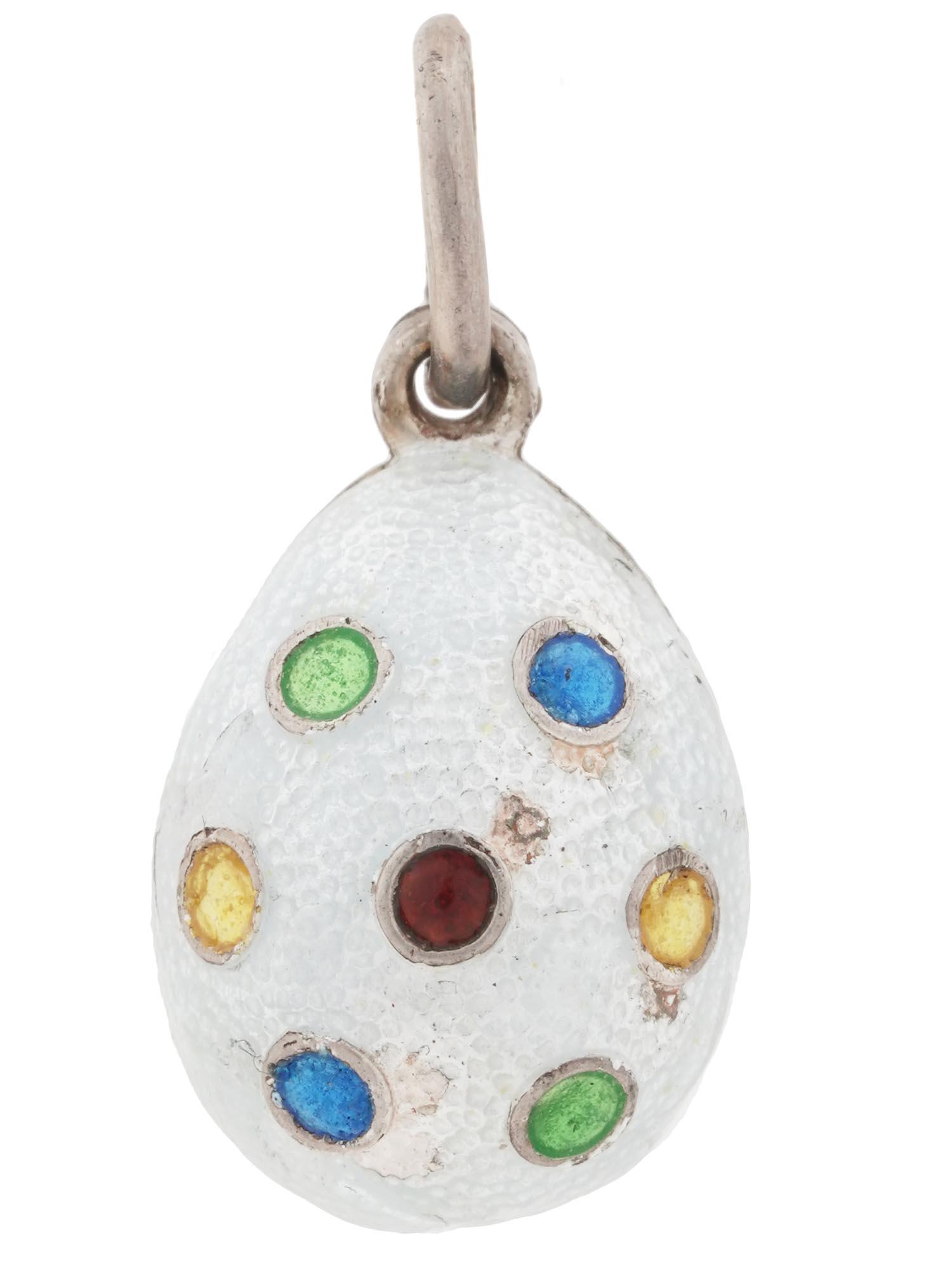 RUSSIAN 84 SILVER ENAMEL EASTER EGG PENDANT (1 of 5)