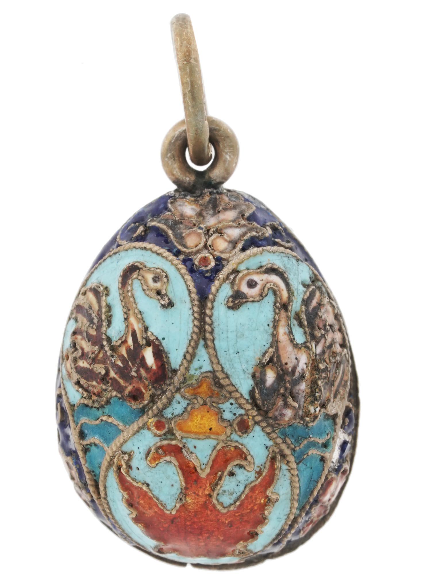 RUSSIAN 84 GILT SILVER AND ENAMEL EGG PENDANT (1 of 5)