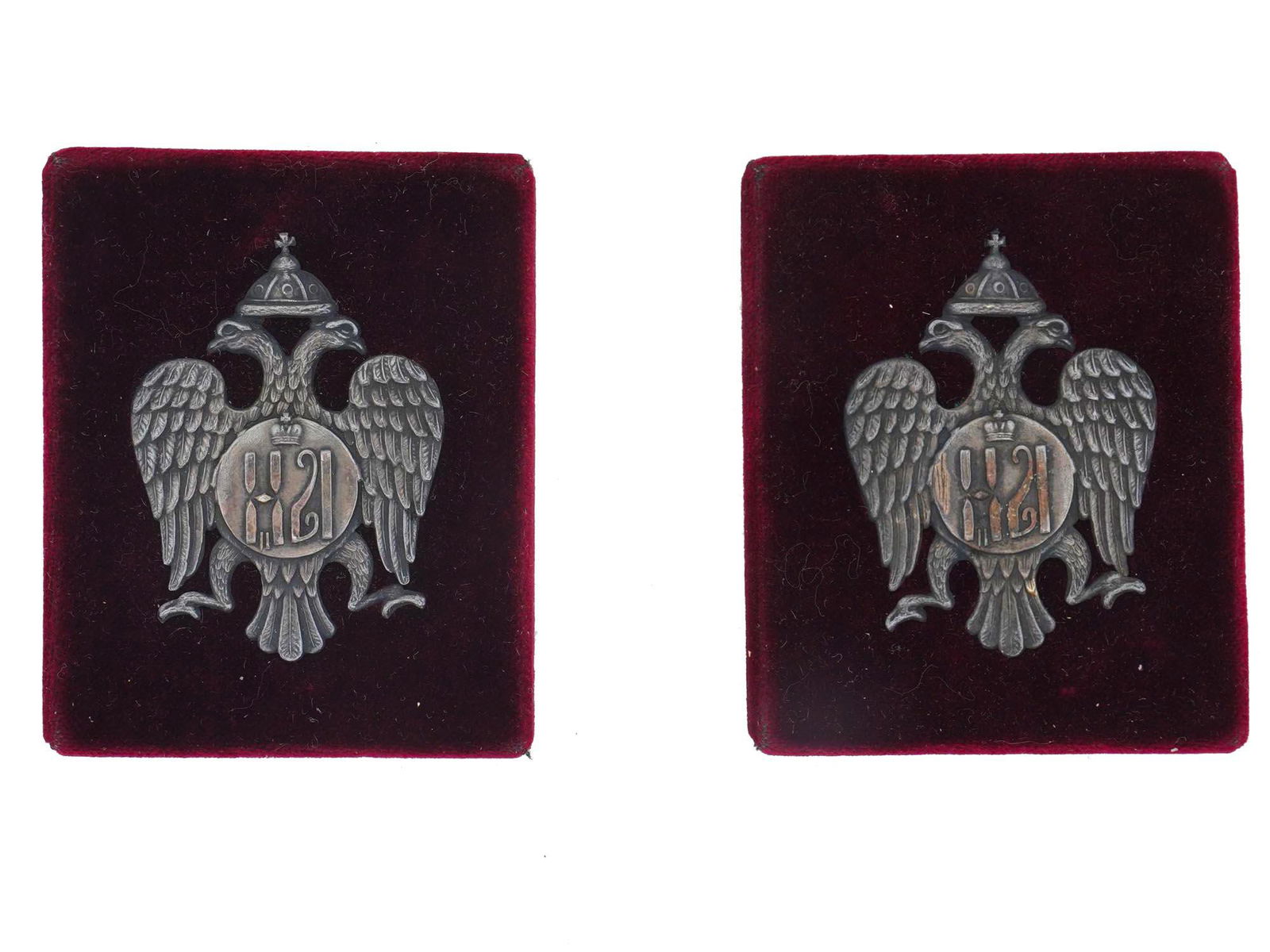 TWO ANTIQUE RUSSIAN SILVER IMPERIAL EAGLE JETONS (1 of 6)