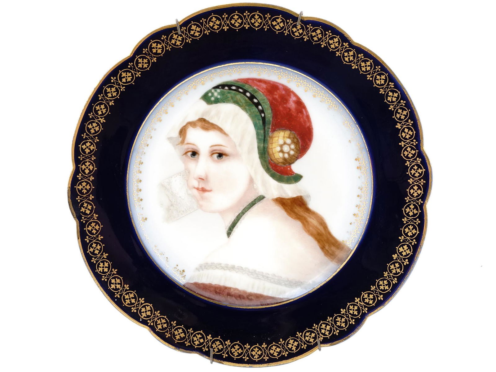 ANTIQUE ENGLISH PORTRAIT PORCELAIN PLATE SIGNED (1 of 6)