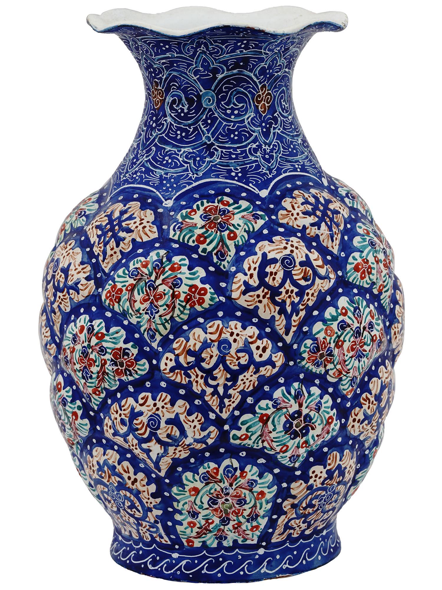 ANTIQUE QAJAR PERSIAN MINAKARI COPPER ENAMEL VASE (1 of 5)