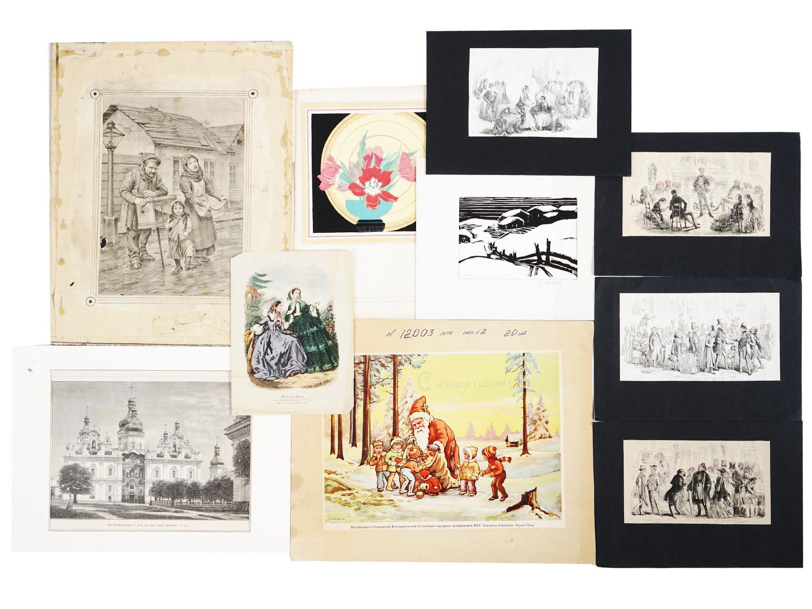 LOT OF ANTIQUE ENGRAVINGS AND PRINTS CA 1900 (1 of 10)