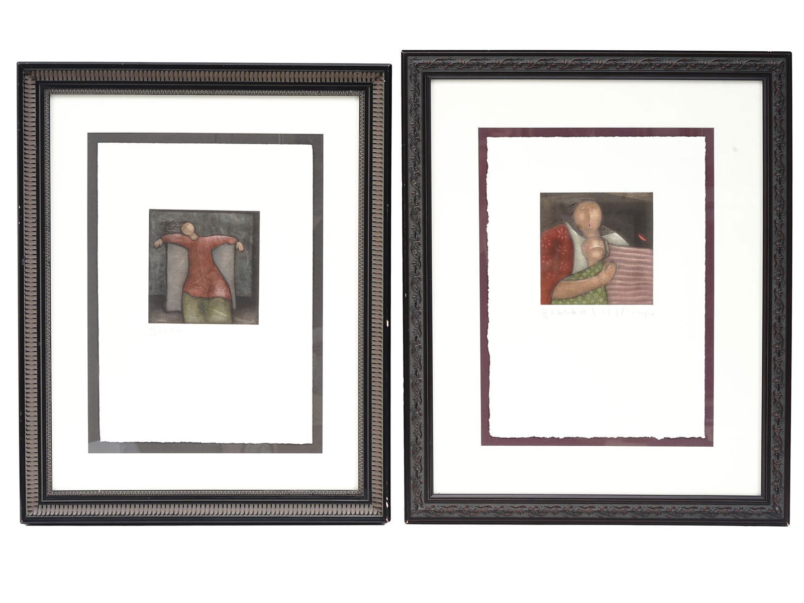 MID CENTURY LITHOGRAPH PRINTS WITH FIGURES SIGNED (1 of 7)