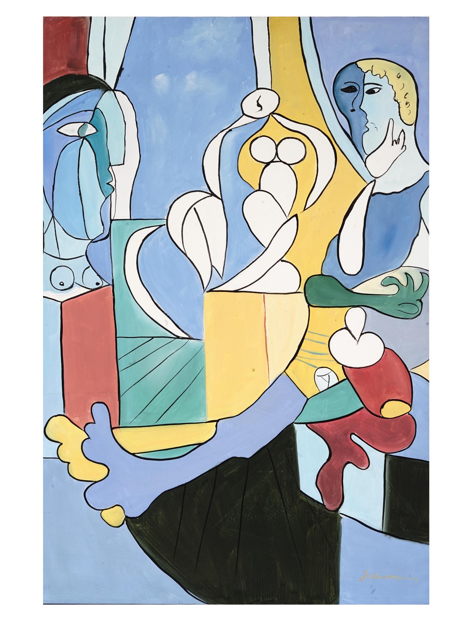 CUBIST OIL ON CANVAS PAINTING SIGNED BY ARTIST (1 of 4)