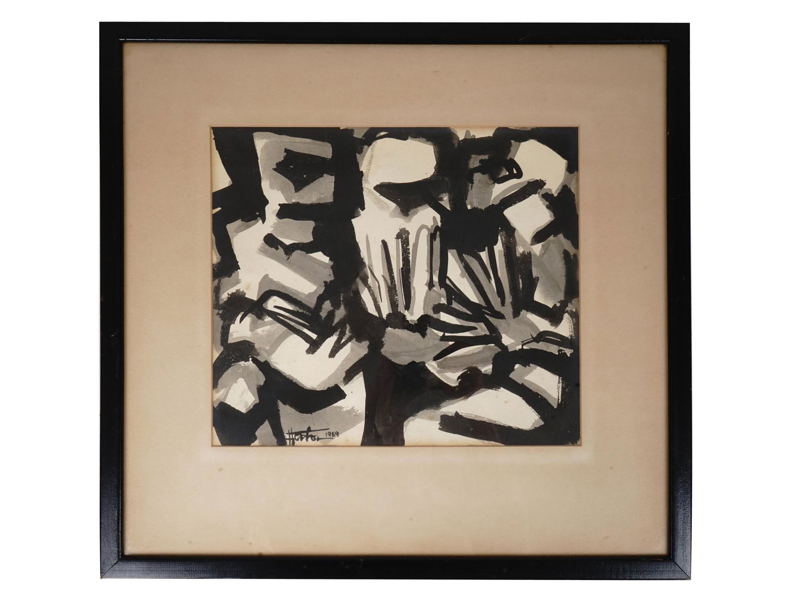 ABSTRACT MID CENTURY PAINTING SIGNED HORTON (1 of 5)