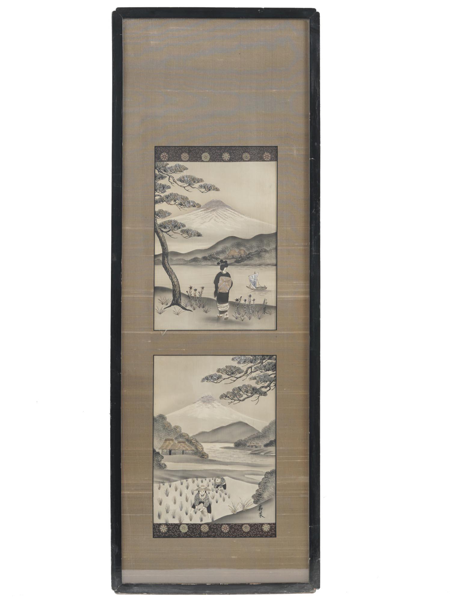 VINTAGE CHINESE LANDSCAPE SILK EMBROIDERY SIGNED (1 of 6)