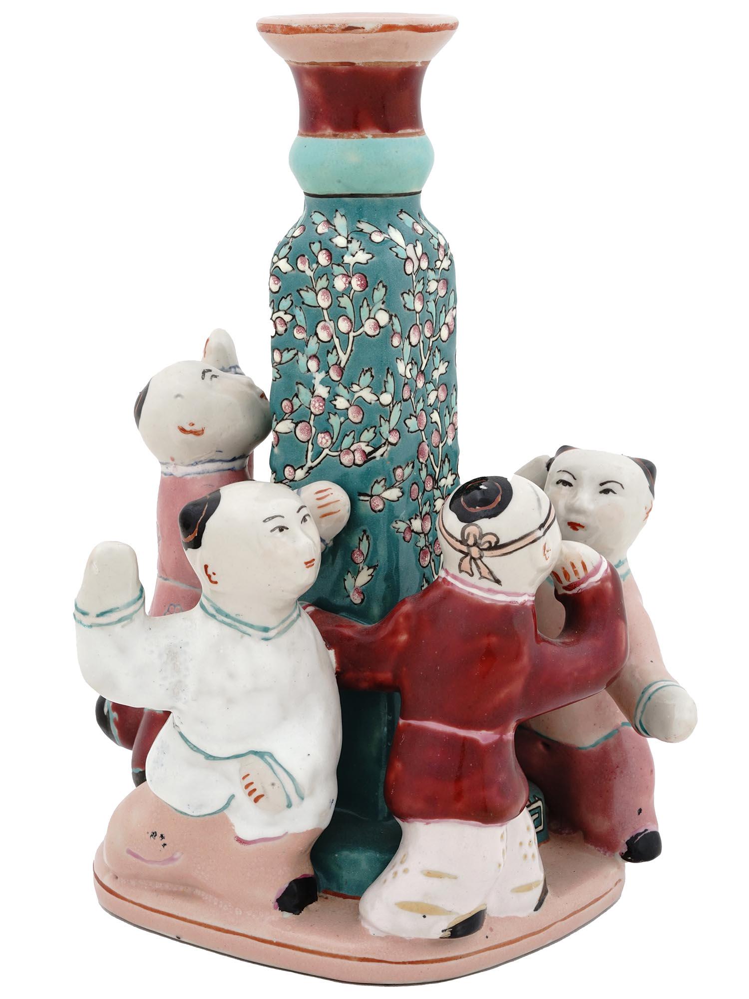 MID CENT CHINESE HAND PAINTED CERAMIC CANDLESTICK (1 of 8)