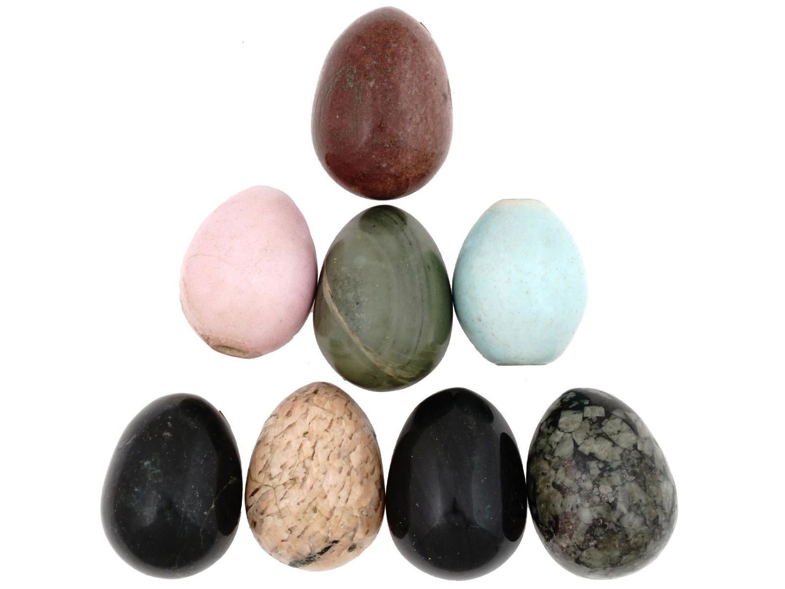 HAND CARVED EGGS, SEMI PREÑIOUS STONES PORCELAIN (1 of 6)