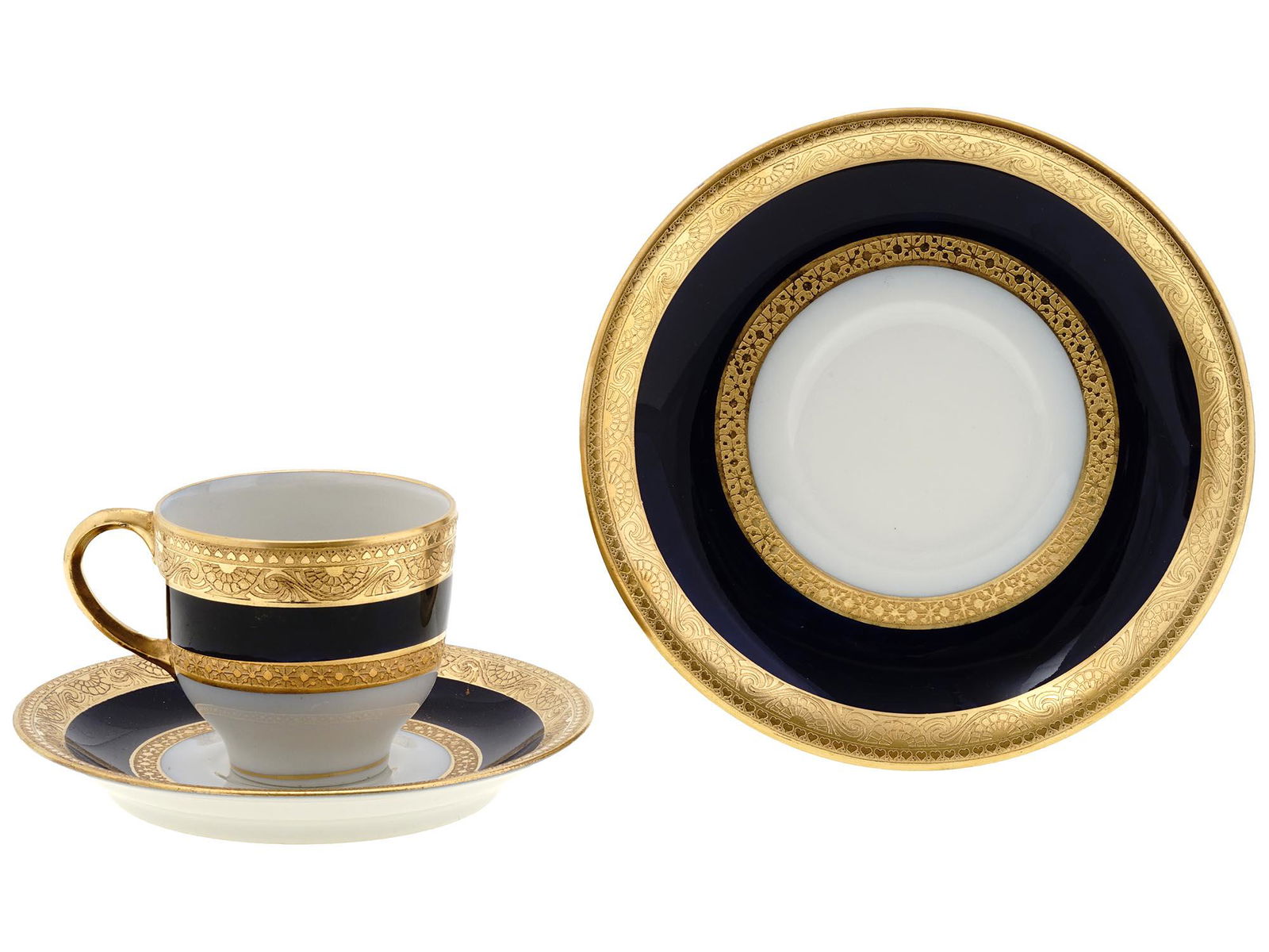 ANTIQUE FRENCH LIMOGES GILT PORCELAIN COFFEE SET (1 of 5)